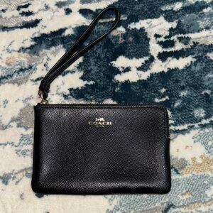 Coach Black Leather Wristlet- NWOT